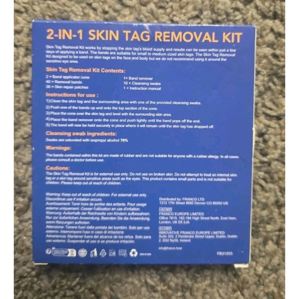 2 in 1 Skin Tag Remover Tool Kit SkinTags Removal Set Rubber Bands for Wart Acne